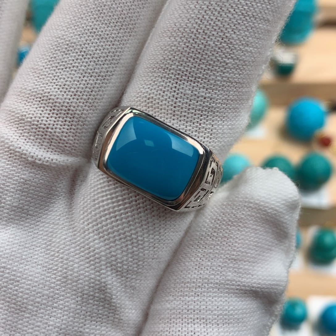 绿松石戒指银S925镶嵌