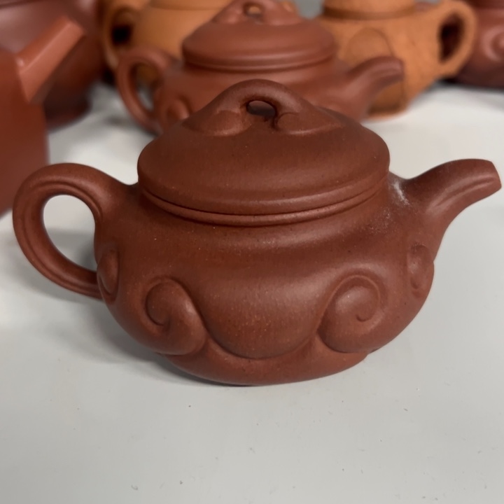 紫砂茶案紫泥仿古如意180cc