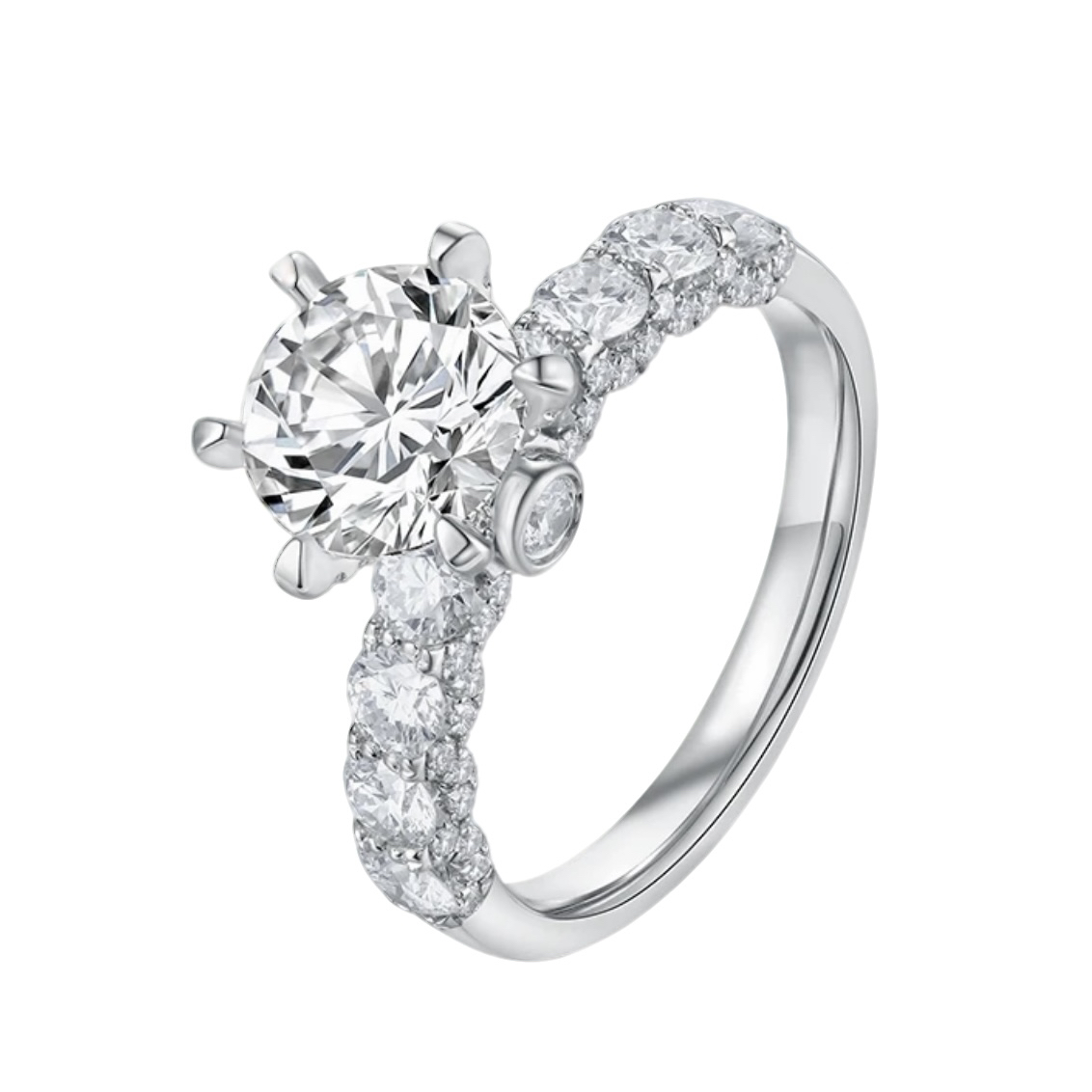 实验室培育钻石PT950铂金 蕾丝白月光六爪 轻奢高级培育钻戒