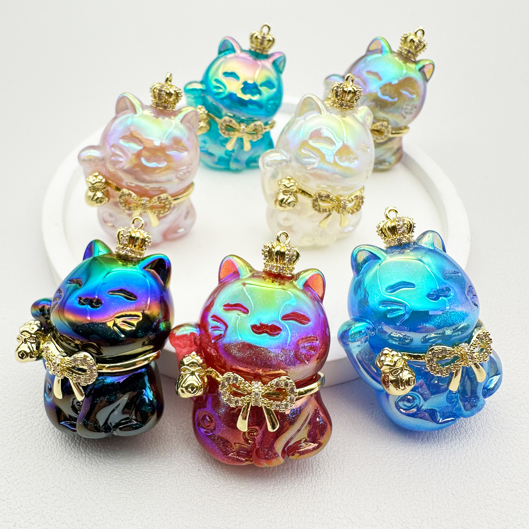 海家新款 冰美人招财猫吊坠成品28*32MMdiy饰品配件