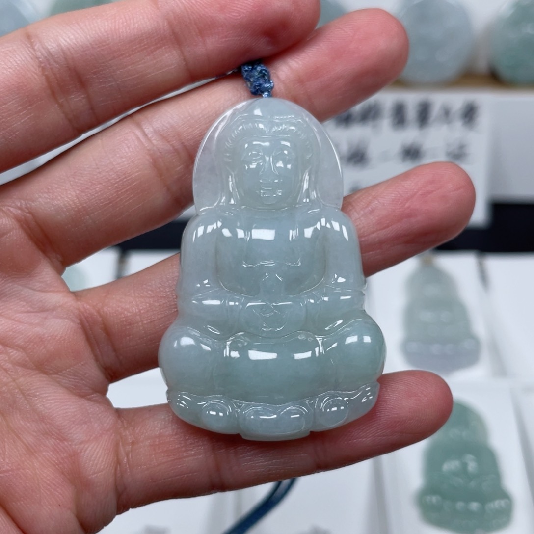 翡翠颈饰未镶嵌天然翡翠A货观音105号