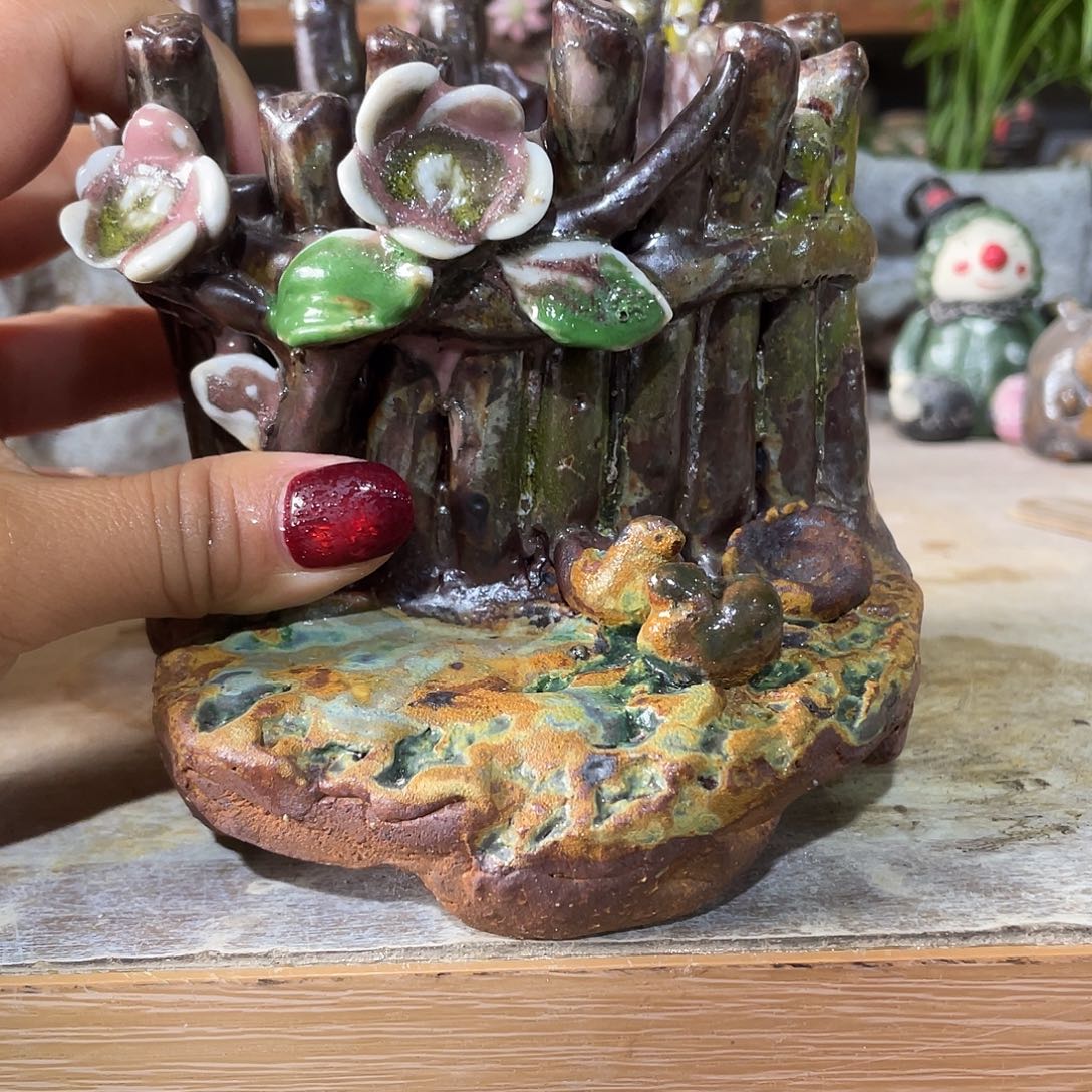 福利特价手工粗陶花盆