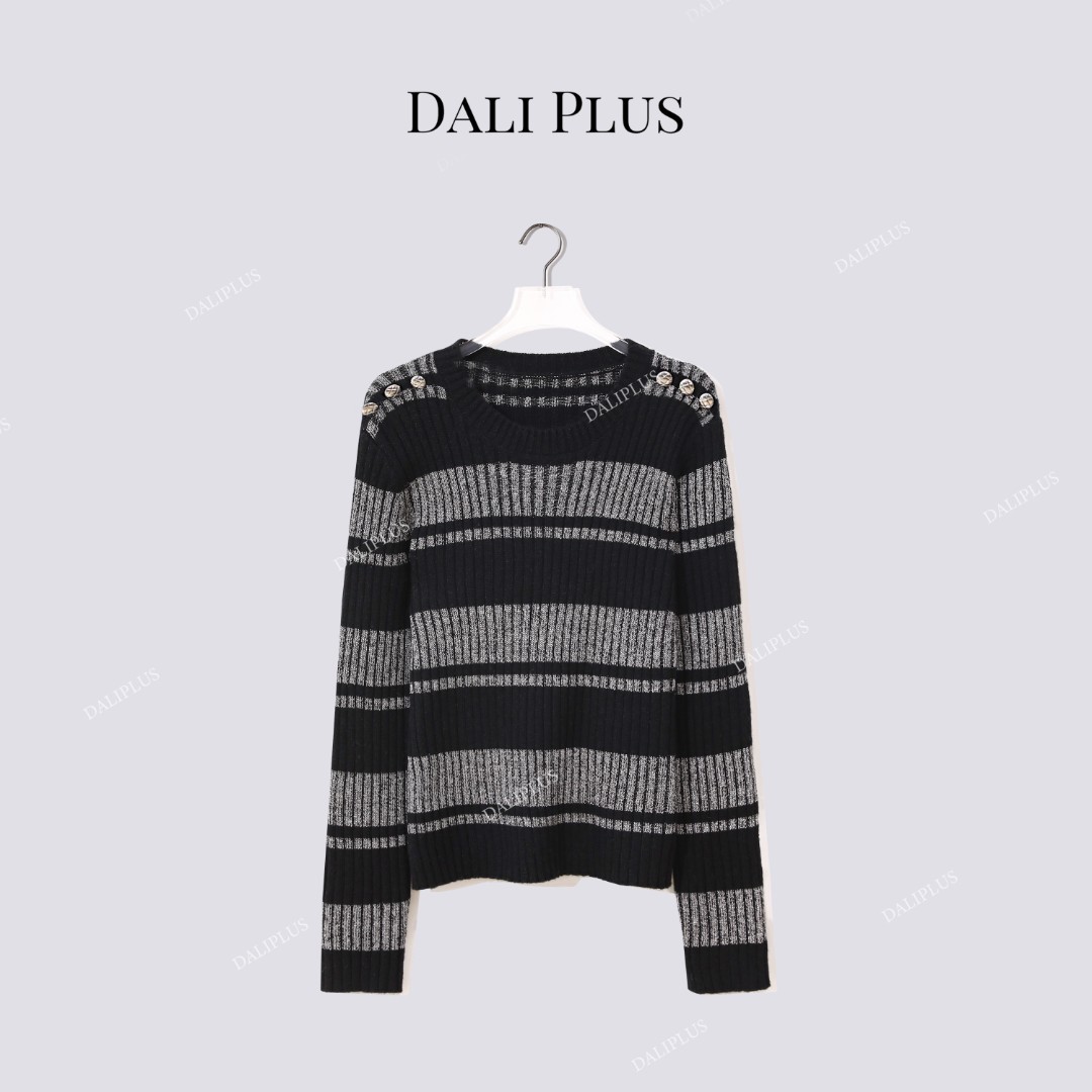 DALI PLUS“竖坑条条纹毛衣”苏力羊驼羊毛混纺针织衫-D5MM3322