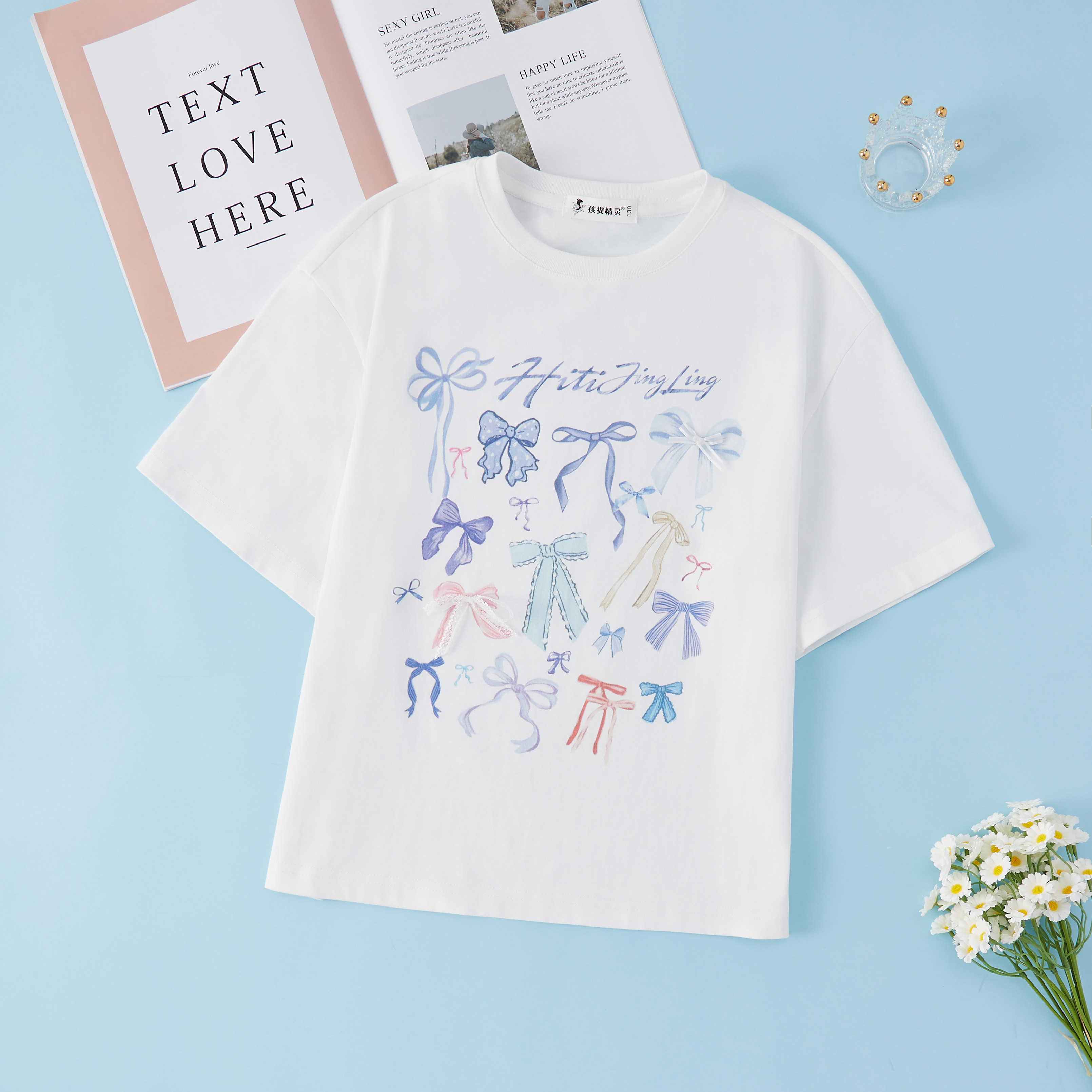 多种蝴蝶结T恤设计感女童夏季清凉纯棉款336