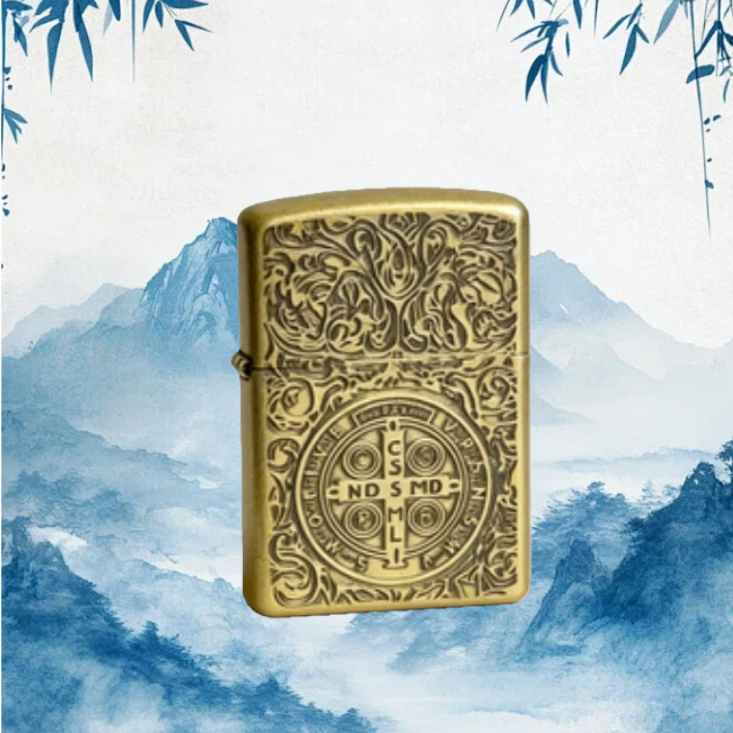 青铜康斯坦丁 打火机节日礼物送男友 无油十字架