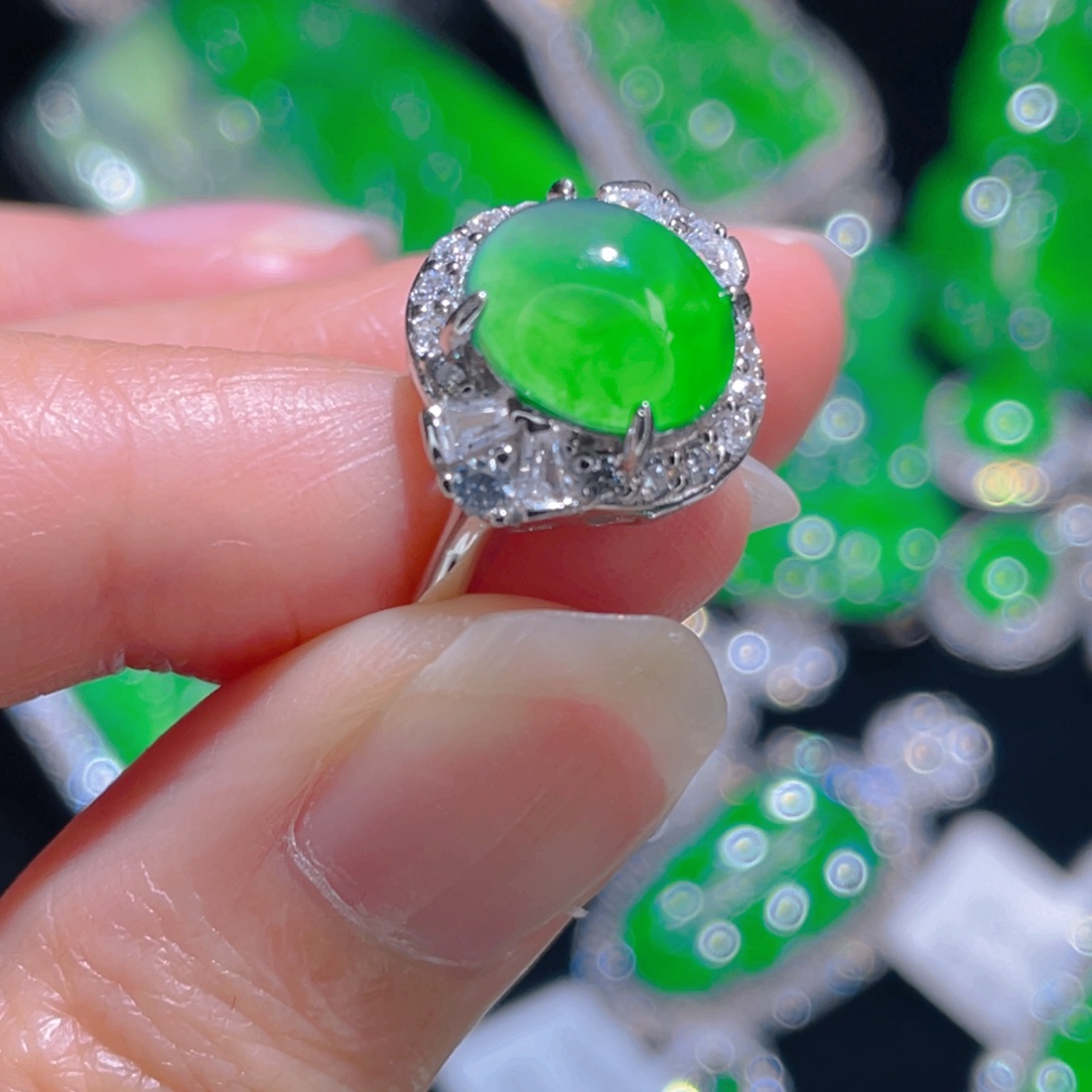 翡翠戒指银S925镶嵌111111111111