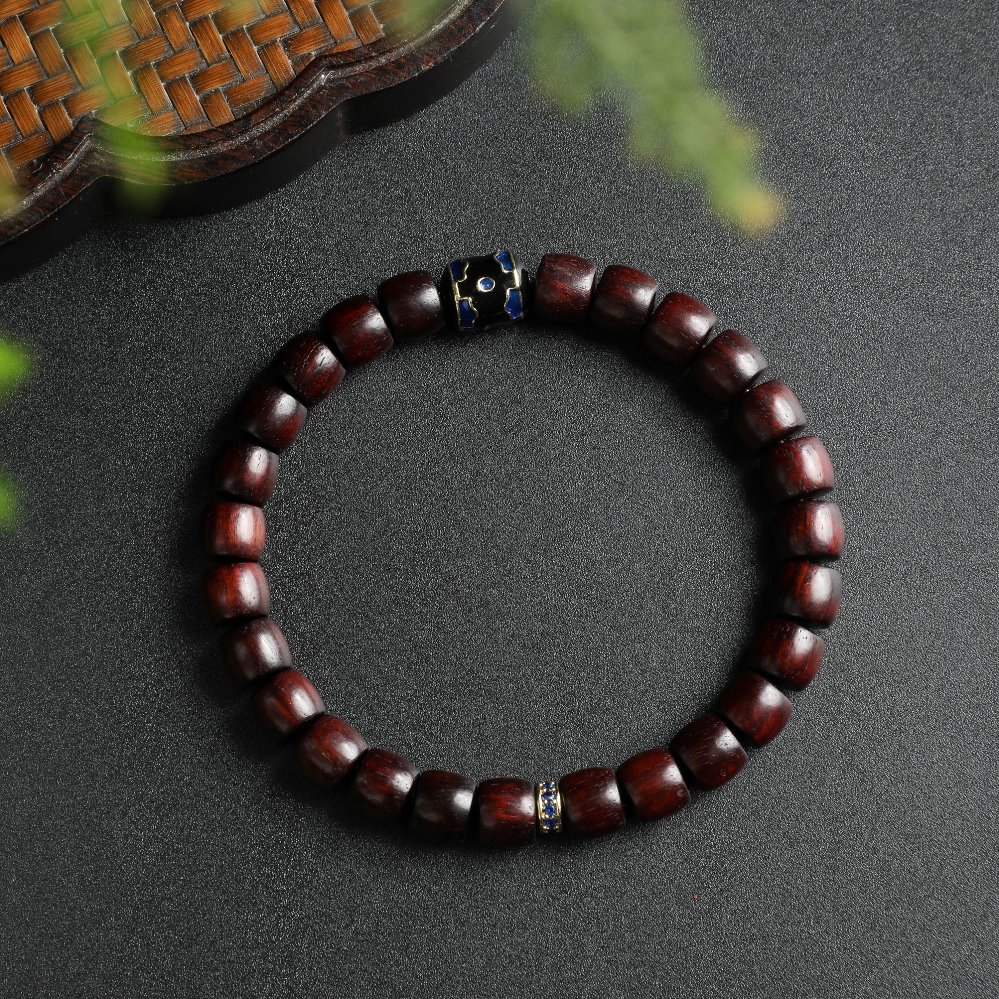 小叶紫檀直切手串-珠径约7*8mm【T0090】