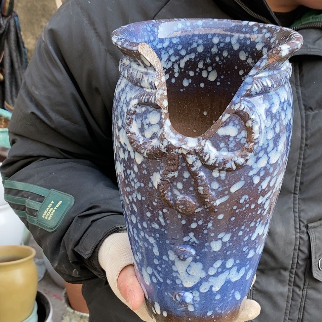 紫砂花盆瑕疵口14高25