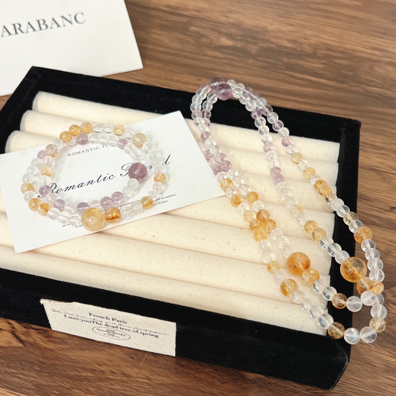 X1127[南屏晚钟]黄塔晶紫塔奶白晶手链高端轻奢手串多样性发一