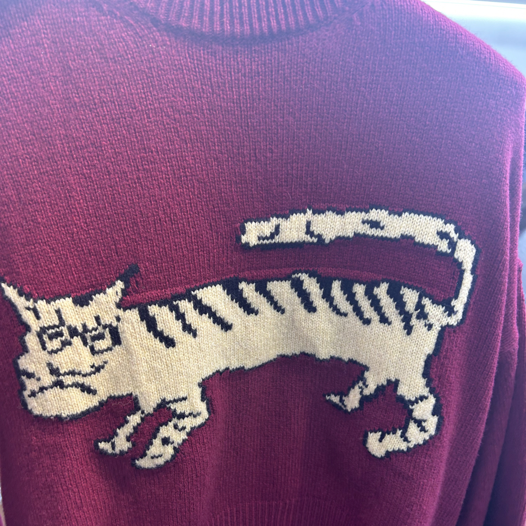 99新 MARNI 二手奢侈品玛尼红色猫咪毛衣 z138