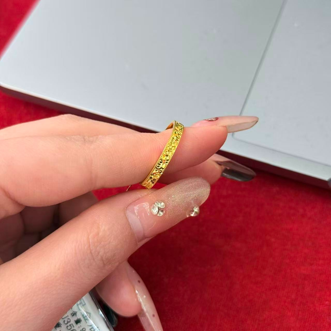 金邮送福 足金碎碎冰戒指 时尚百搭简约气质精致