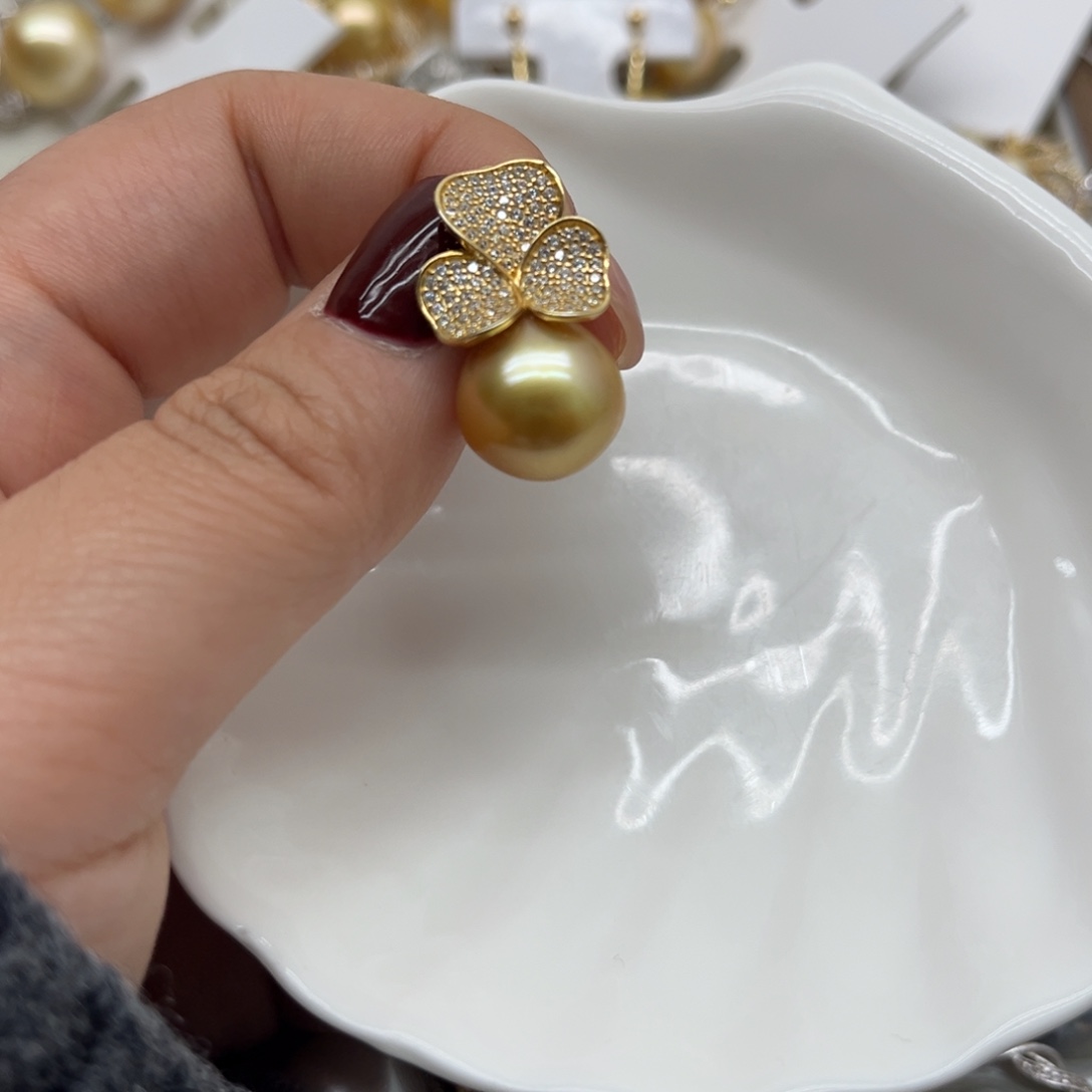 银S925镶嵌海水珍珠吊坠(不含链)