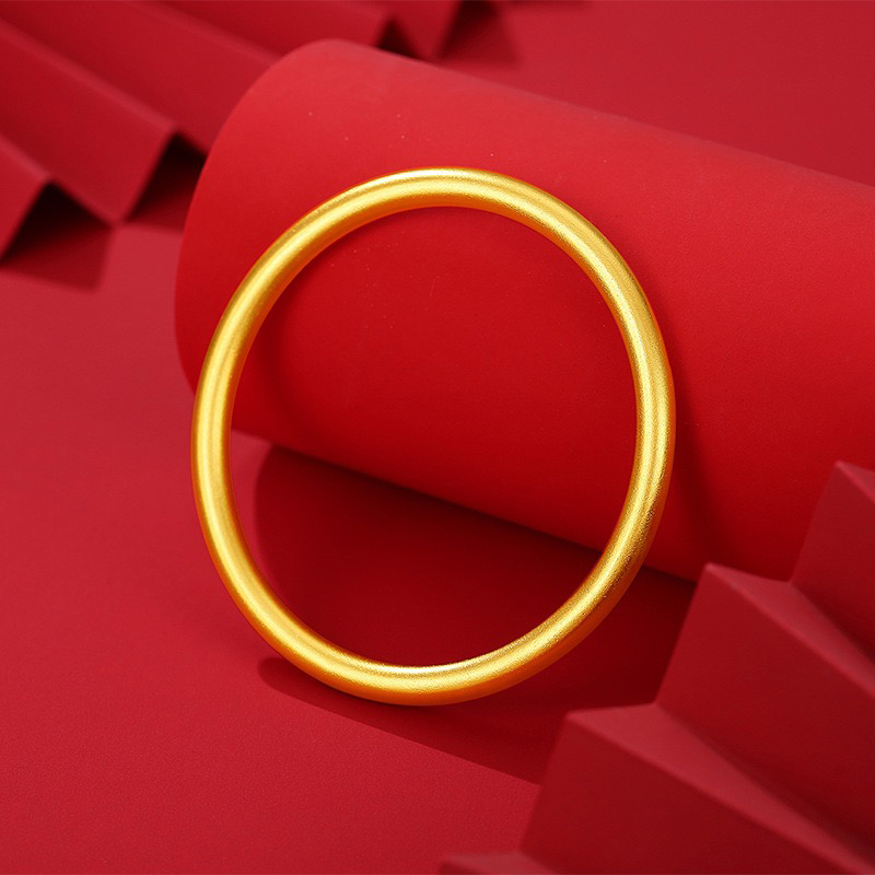 【古法素圈手镯顺丰配送】999足金古法素圈传承磨砂手镯一物一证