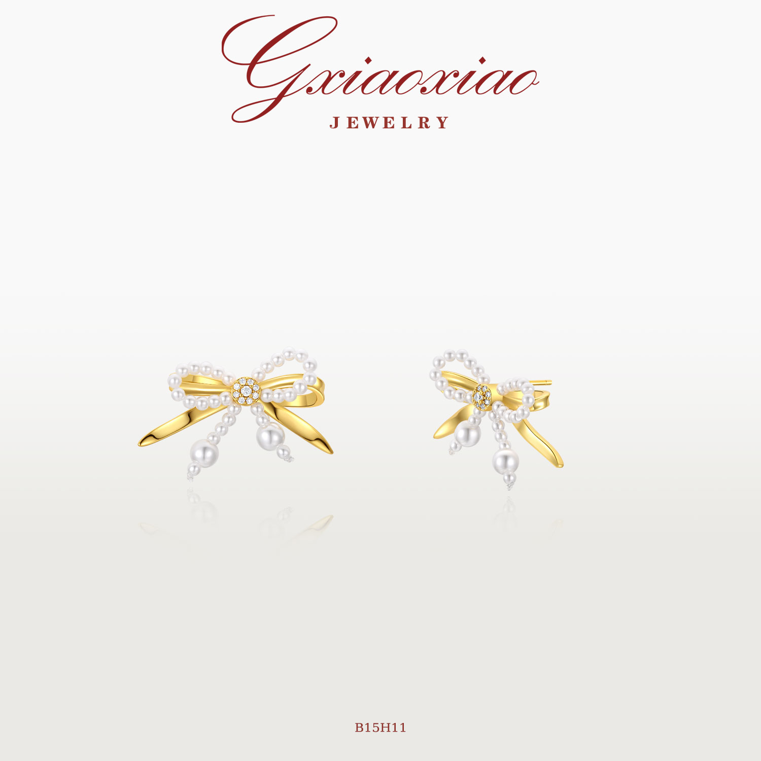 G XIAOXIAO 镀K金 气质百搭优雅仙气蝴蝶结耳环 B15H11