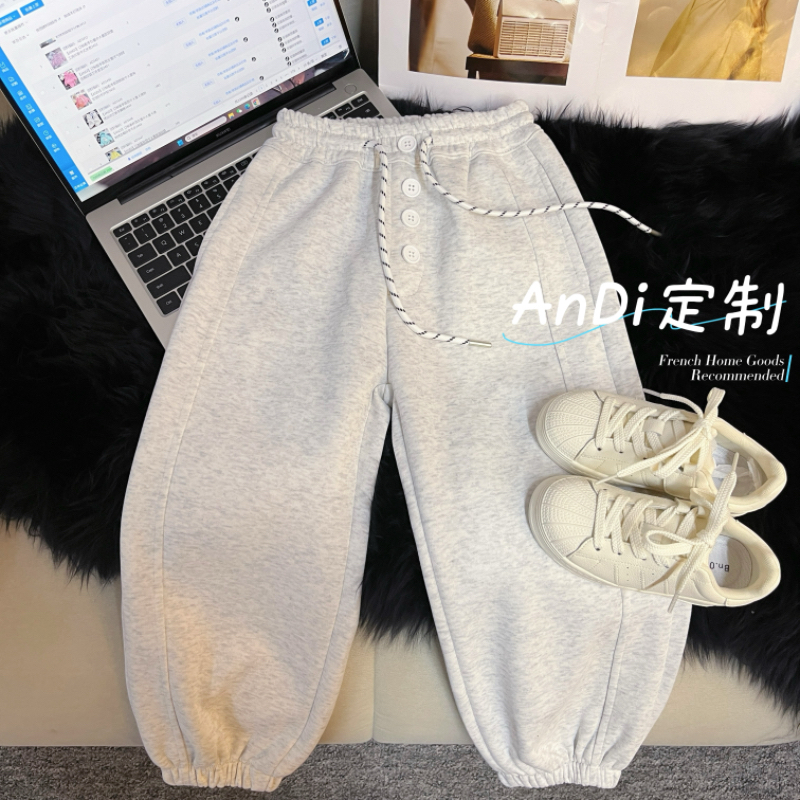 〖ANDI〗订制春季中大童新款设计感休闲束脚卫裤3468