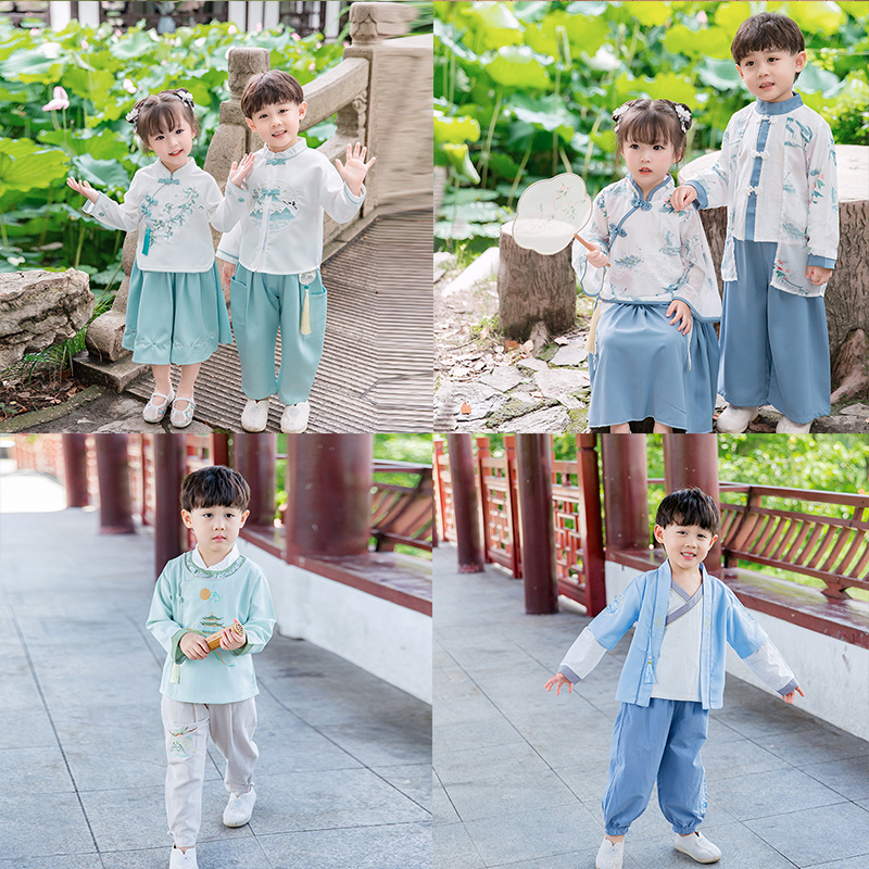 中国风女汉服古风幼儿夏季国学服套装学生表演服小学