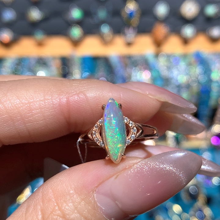 欧泊福利戒指银S925镶嵌