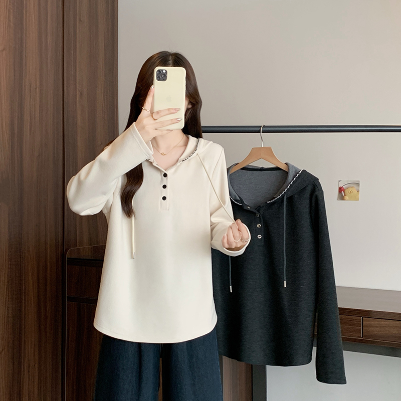 2025秋装新款胖mm大码女时尚慵懒风连帽宽松显瘦长袖卫衣23168 
