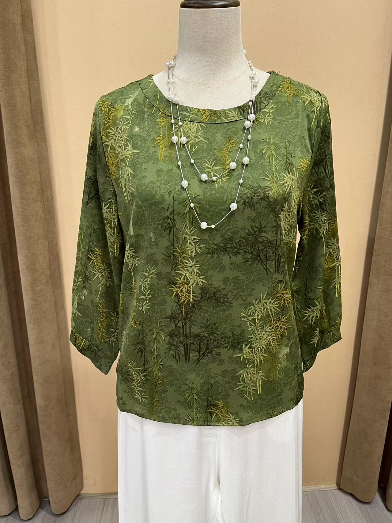 【青竹】圆领竹报平安薄款成人长袖套头常规运动风纯欲风显瘦秋020