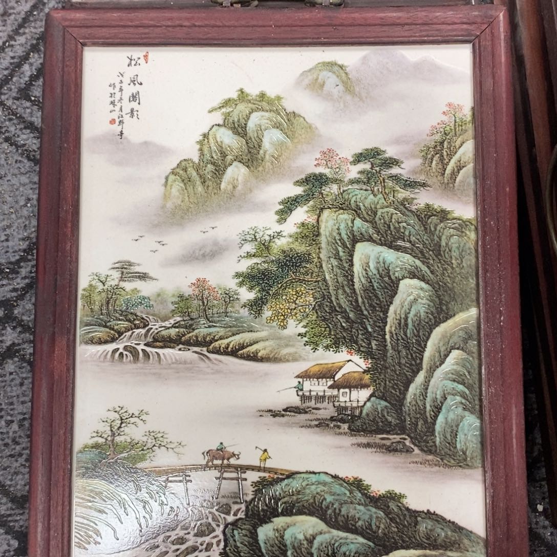 瓷片37*28 景德镇瓷板画柴窑烧制