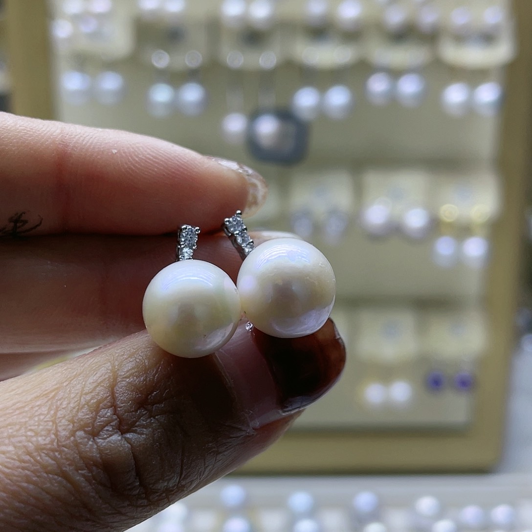 淡水珍珠耳饰银S925镶嵌