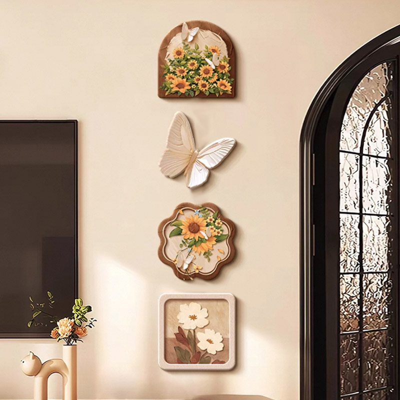 D239中古风向日葵玄关装饰画入户花卉高级感电视背景墙挂画捡漏1