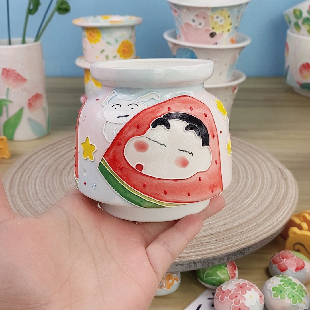 手绘手工制作陶瓷花盆7