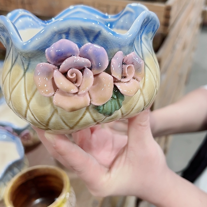 有孔.凑满10元发货多肉陶瓷花盆！