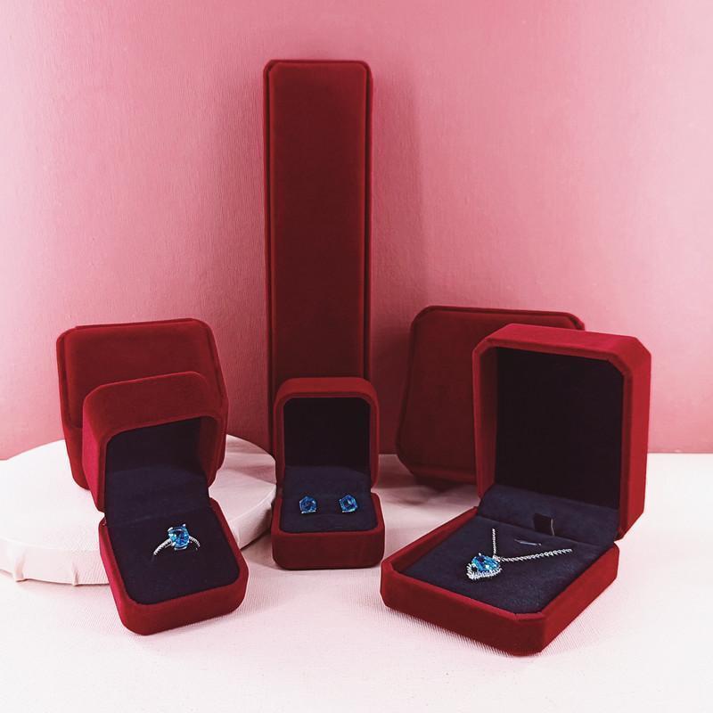 首饰盒/箱 戒指耳钉项链饰品收纳丝绒布首饰盒高档手镯吊坠对包装