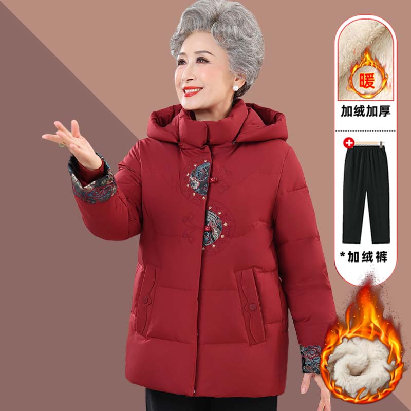 奶奶棉袄外套中老年人冬装女加绒棉服老太太老人加厚保暖妈妈棉衣