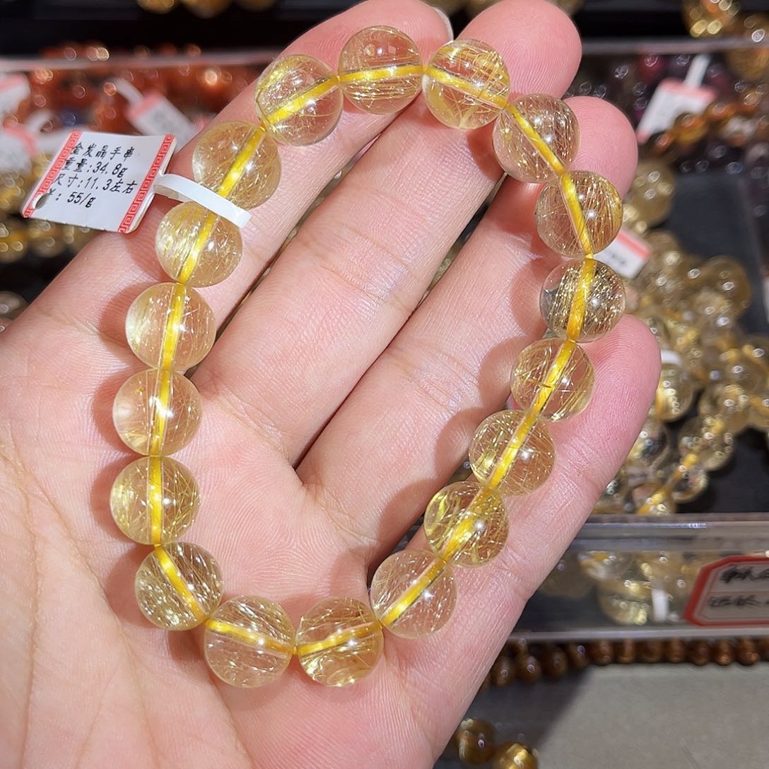 水晶手链未镶嵌金发晶手串