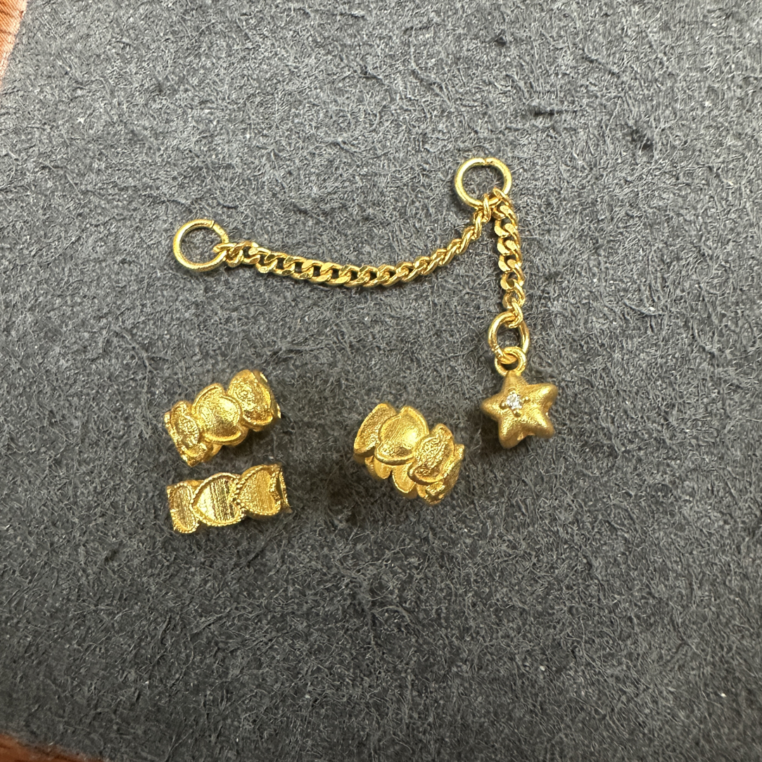 足金999 元宝爱心跑环星星附链