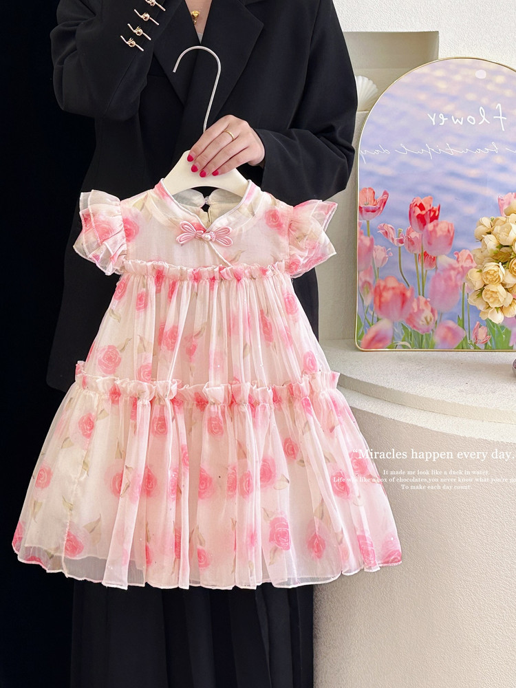 儿童连衣裙女宝宝洋气小女孩裙子小童夏季甜美女童碎花裙子夏款