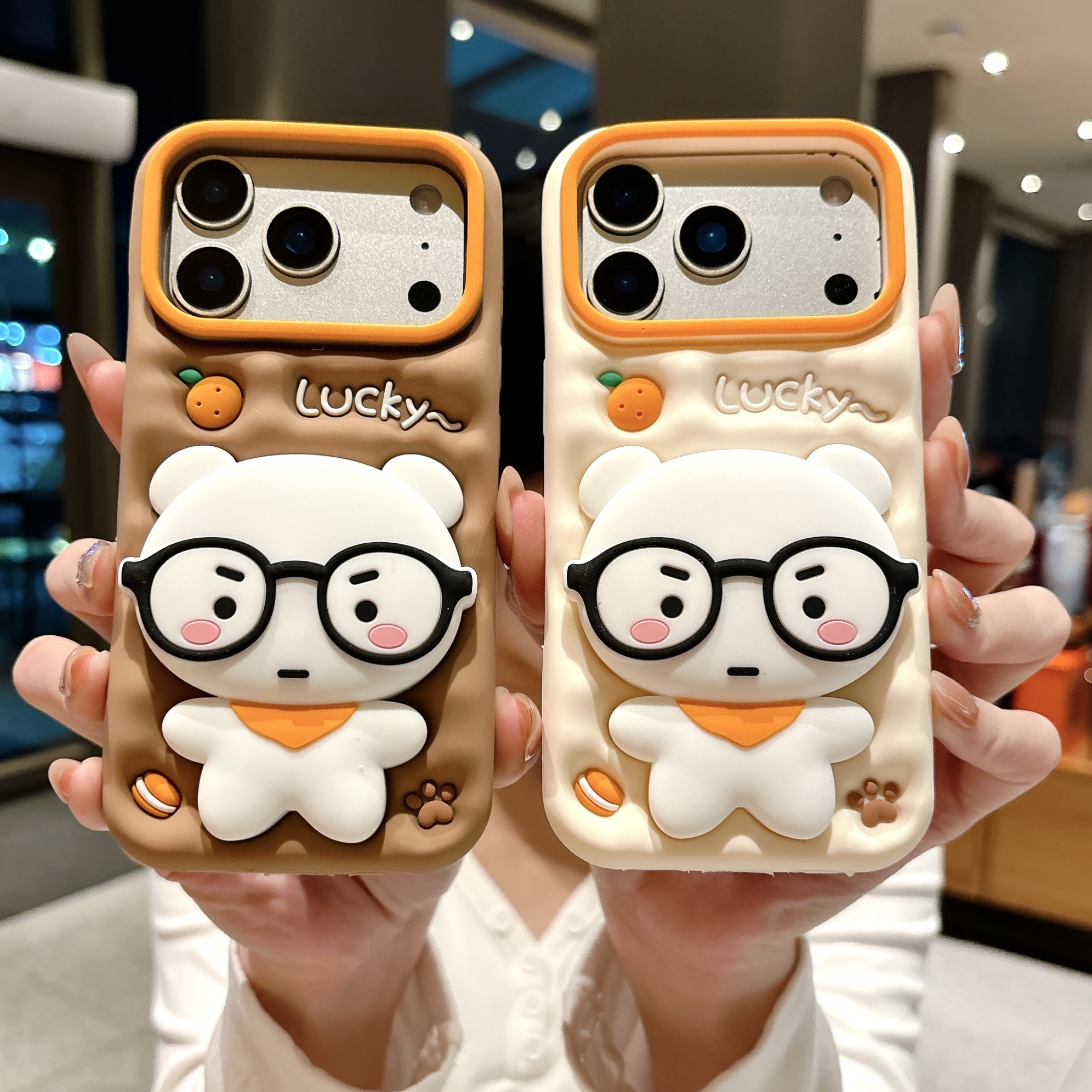 适用iPhone|熊点呆自嘲熊支架17卡通可爱16防摔ins硅胶手机壳
