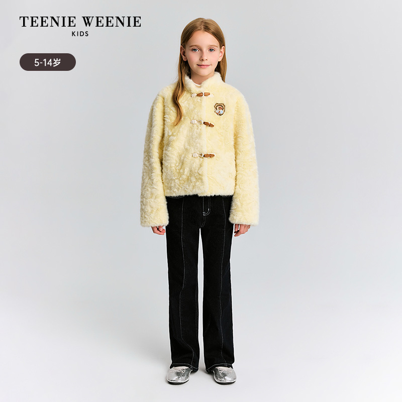 TeenieWeenieKids25年新秋冬女童复古时尚仿皮草外套TKJU258T43N