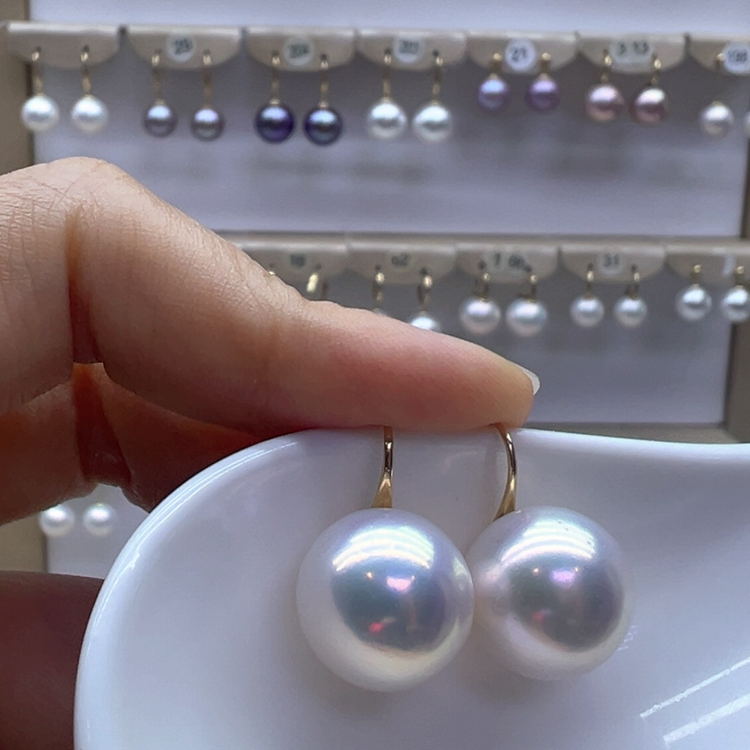18K金镶嵌淡水珍珠耳饰
