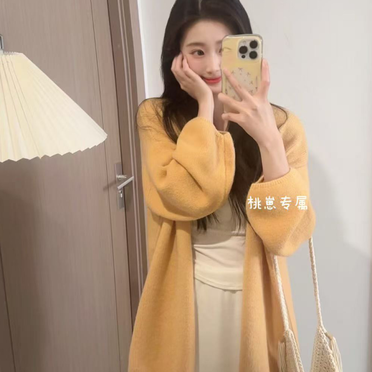 2025慵懒简约糖果色系宽松直筒袖毛衣开衫外套