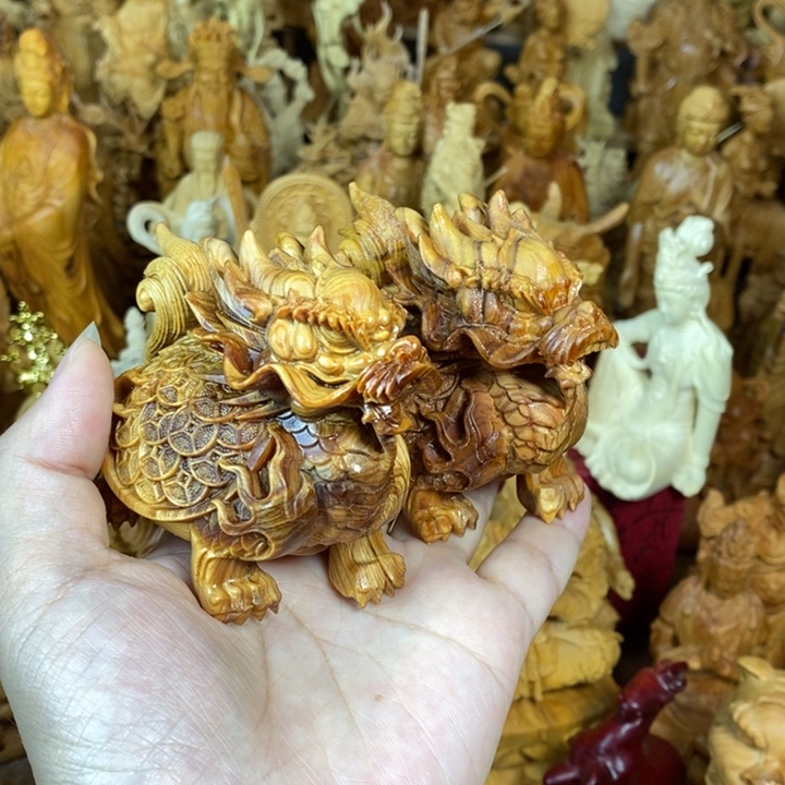 瑶***瑶木崖柏8龙龟一对摆件