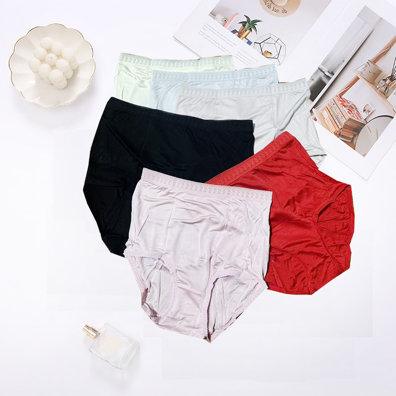 【贴身特殊衣物不退不换】桑蚕丝42针高腰蕾丝边三角内裤薄款两条装