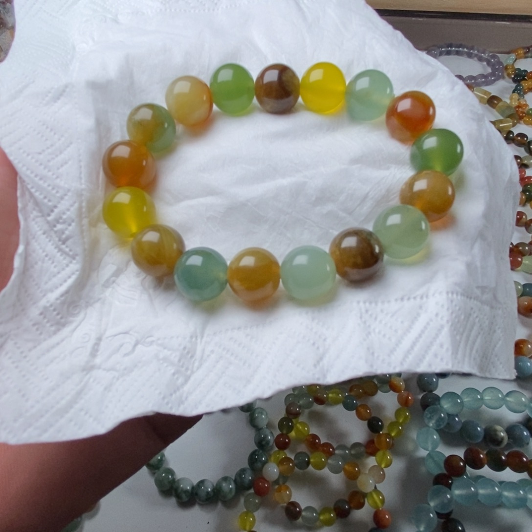 蛇纹石玉未镶嵌手链无科技花玉多宝卡12福利