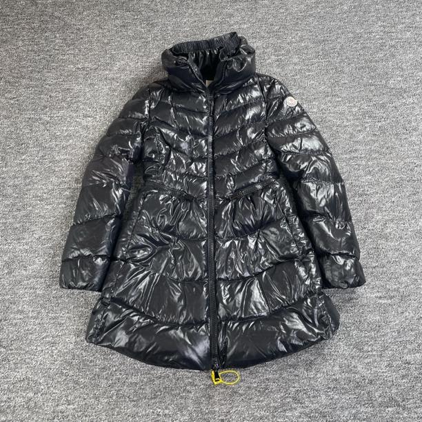 95新 MONCLER 7025/黑色logo贴饰长款羽绒服外套/2码/95新