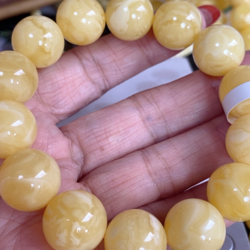 【闪购商品】蜜蜡手链未镶嵌梦*祖俄料浓蜡白花经典珠型手串