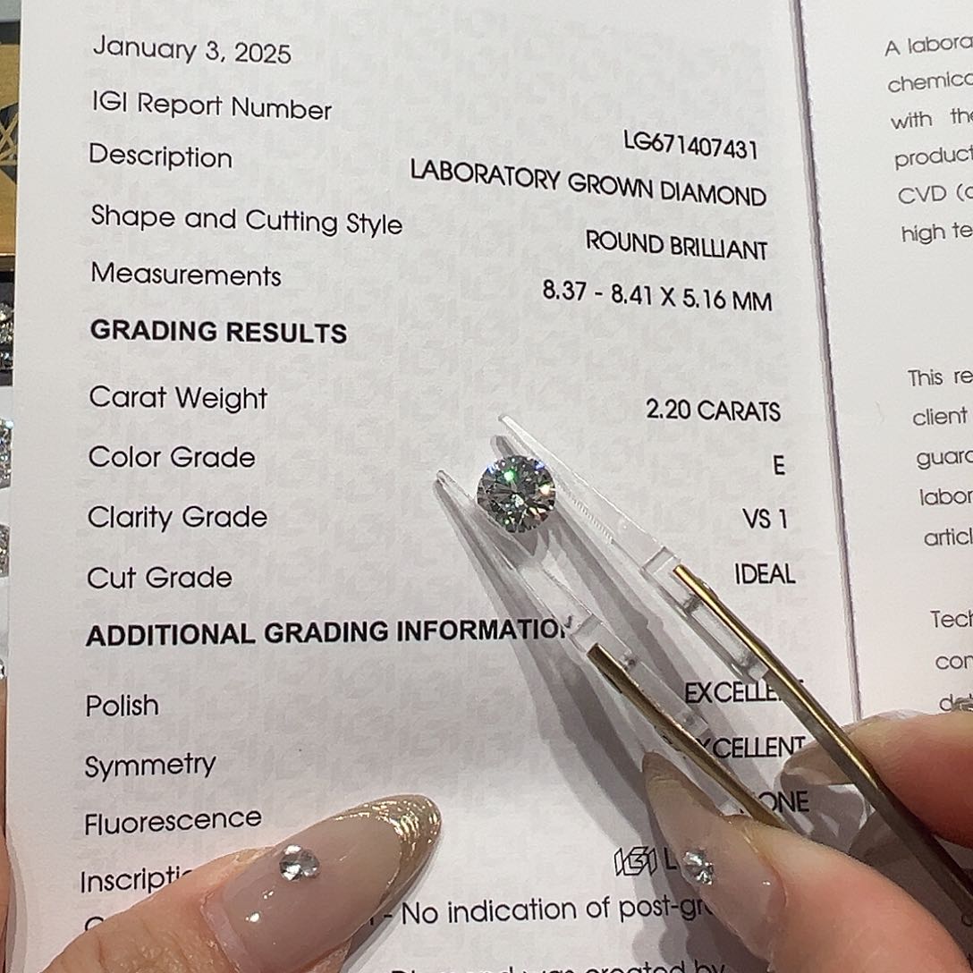 实验室培育钻石裸石未镶嵌@@2.2克拉