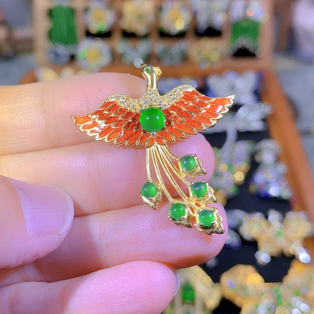 吊坠(不含链)银S925镶嵌翡翠