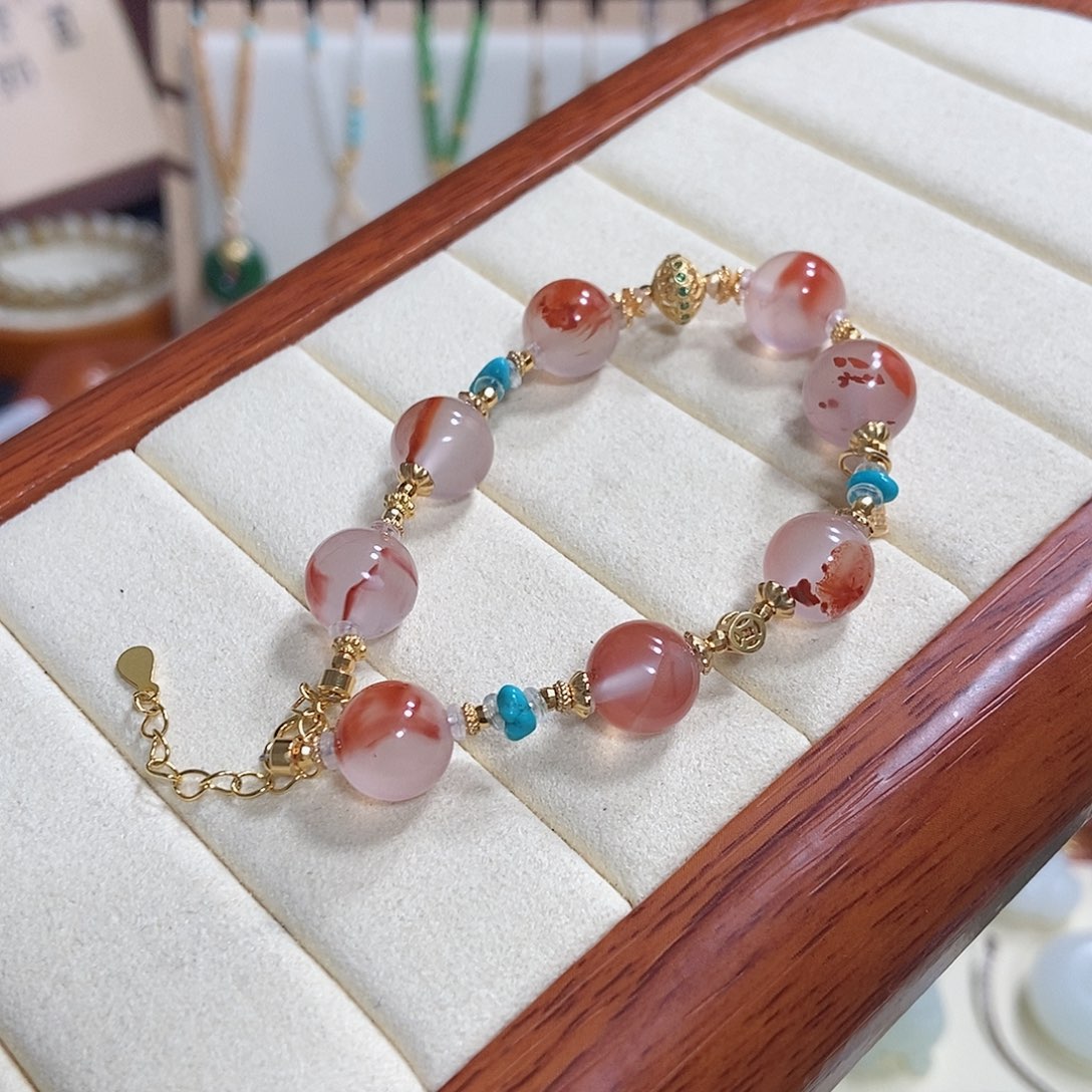 南红玛瑙手链银S925镶嵌