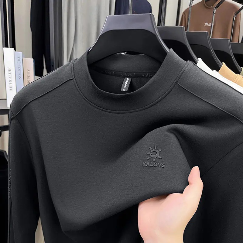 【奥莱轻奢】高定小太阳 秋冬季男士330克加厚莫代尔羊毛打底衫卫衣