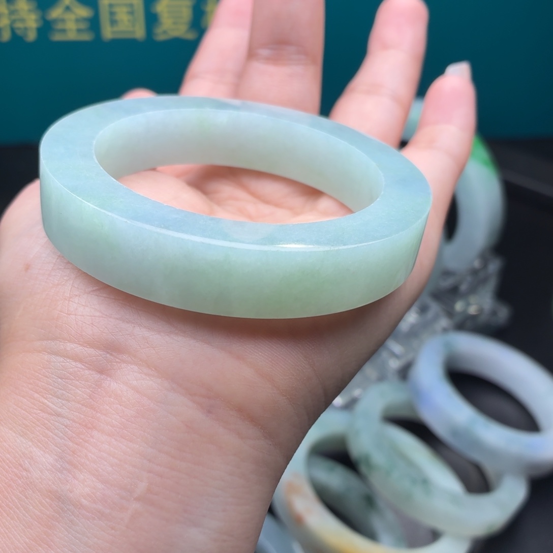 定制翡翠未镶嵌正圈天然翡翠手镯定金链接