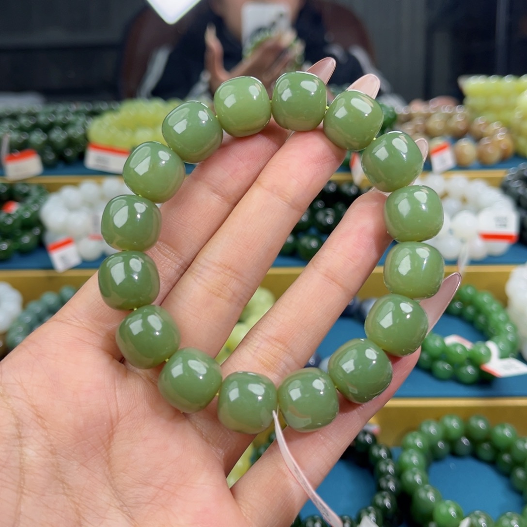 和田玉未镶嵌手链天然和田玉新疆若羌青黄口手串14