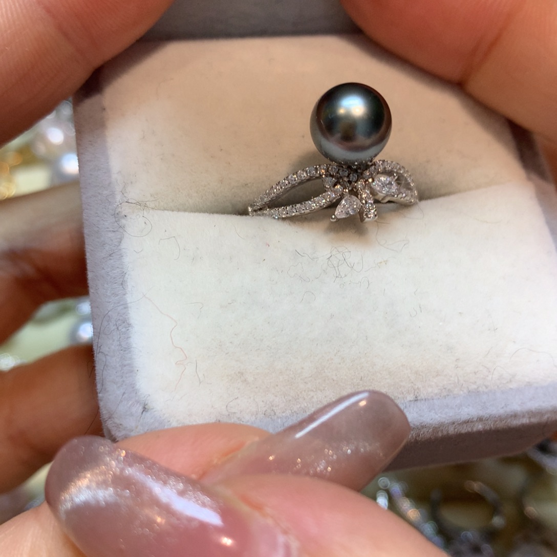 海水珍珠戒指银S925镶嵌