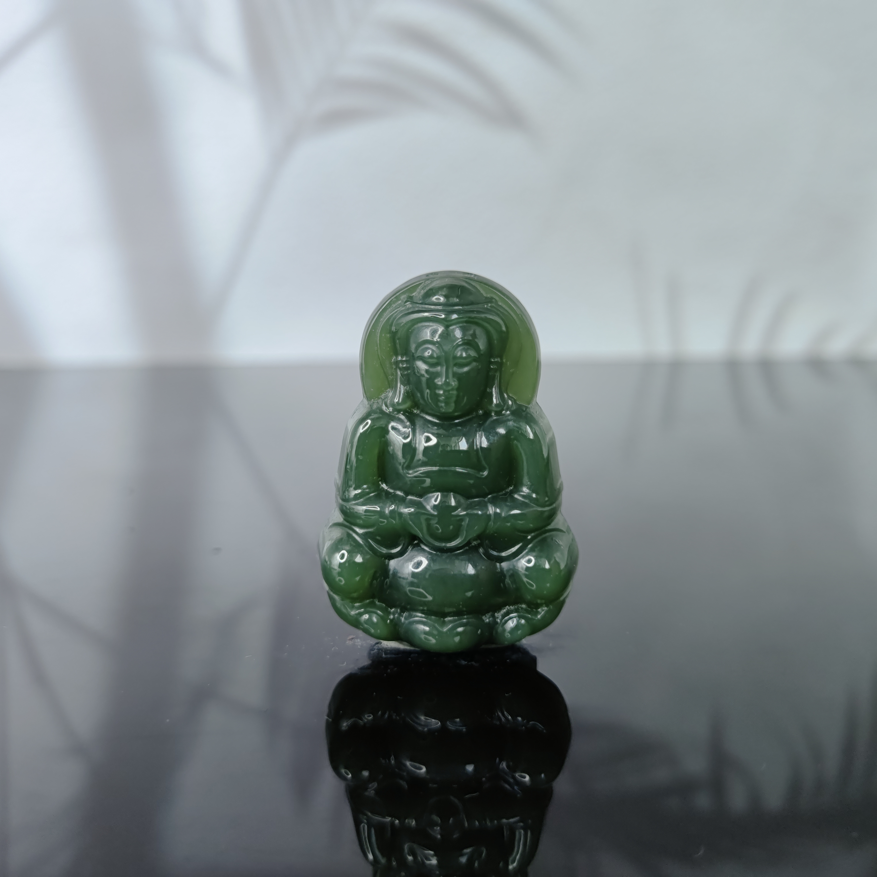 N和田玉碧玉鸭蛋青观音吊坠1351